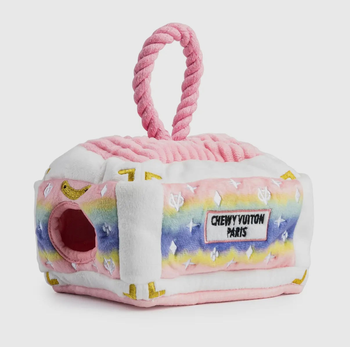 Chewy Vuiton Trunk Hundespielzeug pink