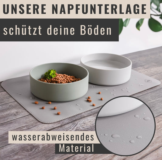 Futternapf-Unterlage aus veganem Leder - Hund & Katze | Grey