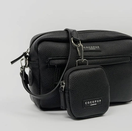 Leder Hundespaziergangtasche Set- Schwarz