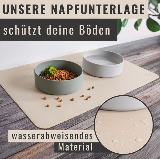 Futternapf-Unterlage aus veganem Leder - Hund & Katze | Taupe