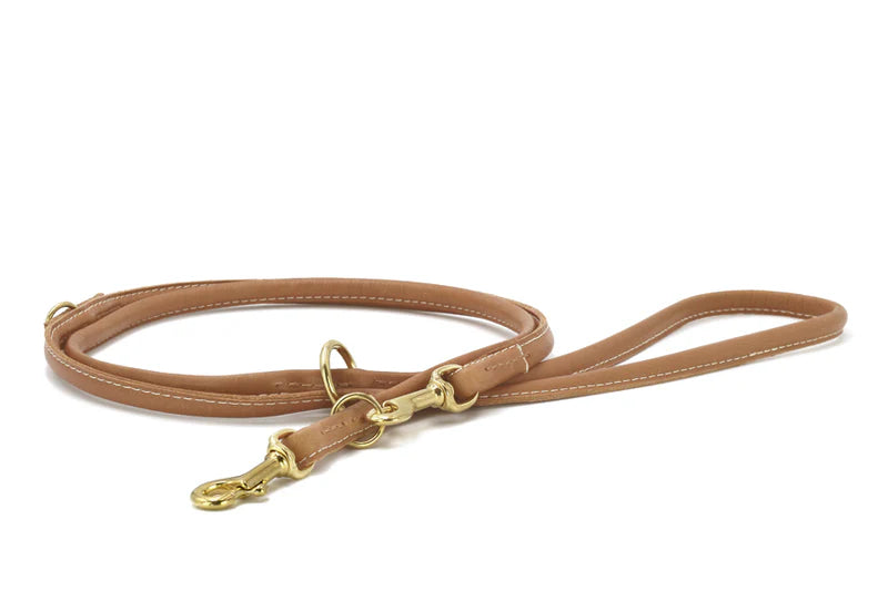 Lederleine rundgenäht Old English - Brandy/2 m/S/M