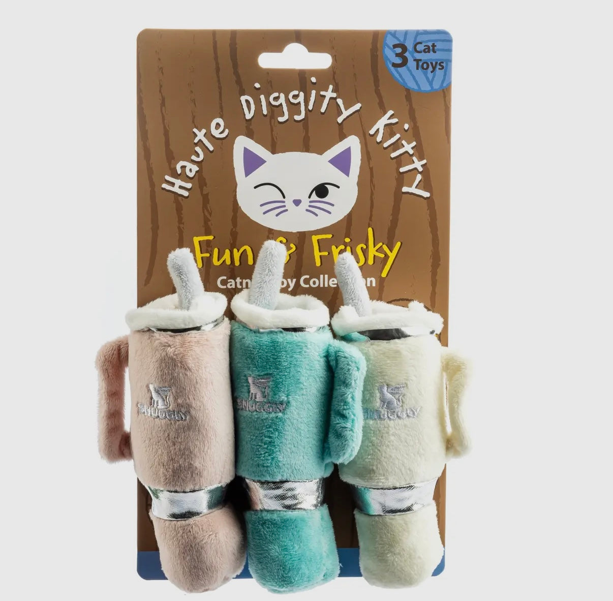 Snuggly Cup Katzenminzen-Spielzeug (Blaugrün, Elfenbein, Rouge), 3er-Pack