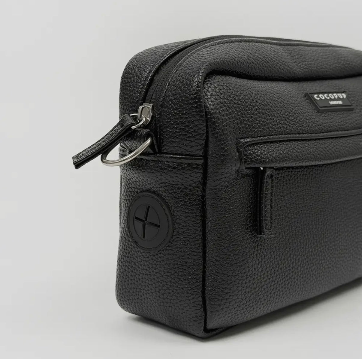 Leder Hundespaziergangtasche Set- Schwarz