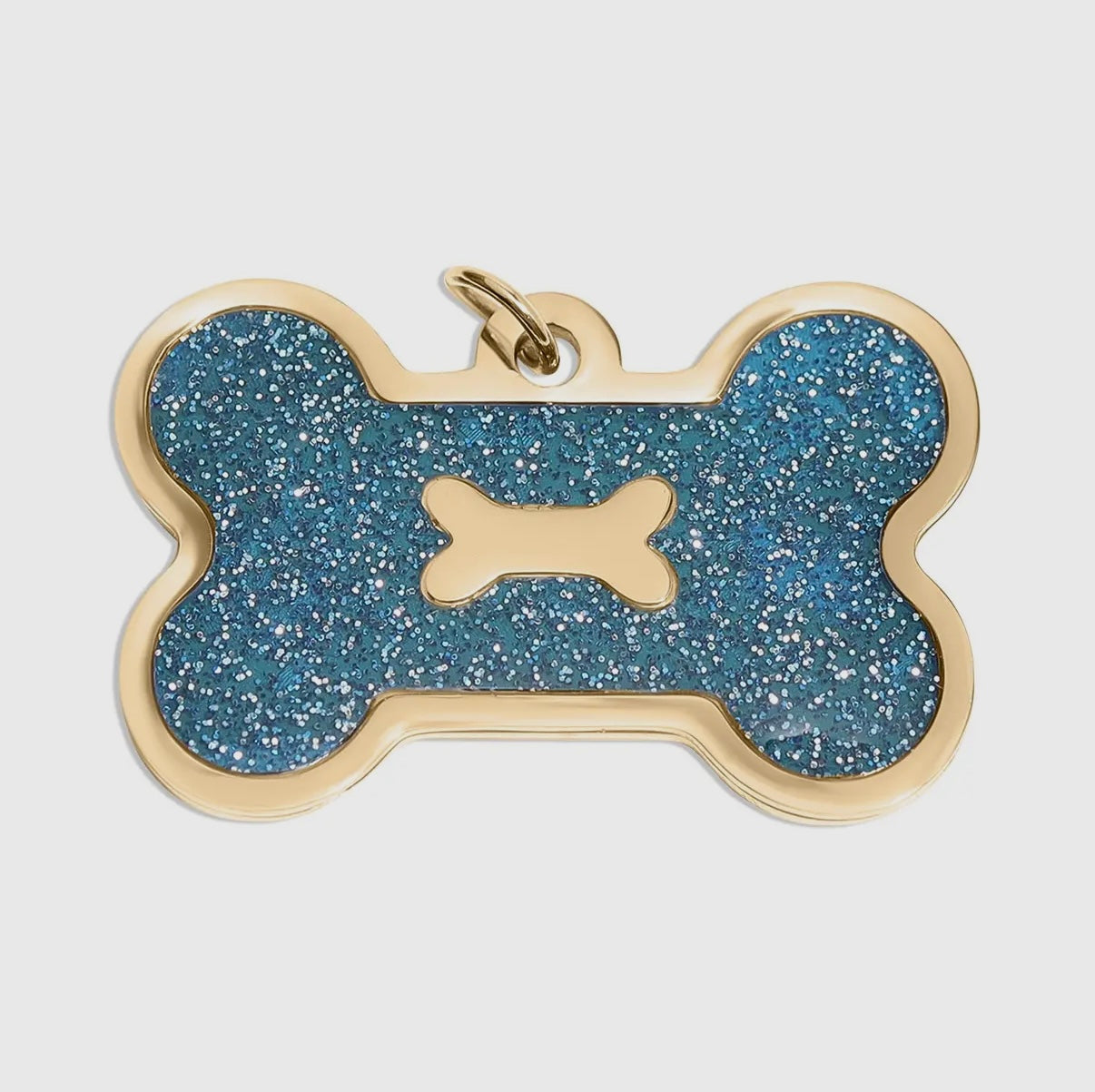 Hundeknochenanhänger aus Edelstahl, 18K Gold / glitzerndem Epoxidharz