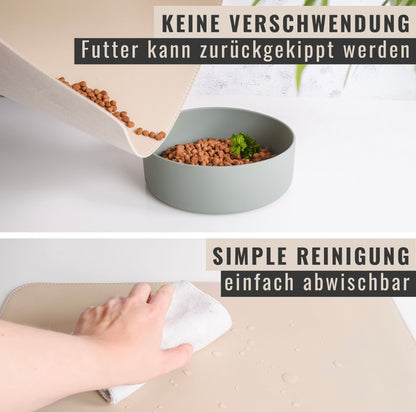 Futternapf-Unterlage aus veganem Leder - Hund & Katze | Taupe