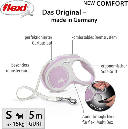 Flexi COMFORT, Gurt - S: 5 m, rosa