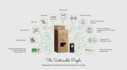 Biologisch abbaubare Hundekotbeutel mit Henkeln (112 Beutel)