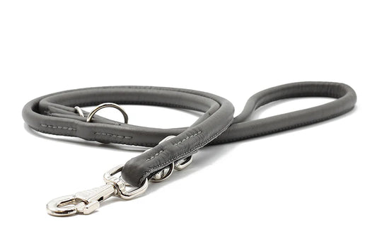 Lederleine rundgenäht 2m Silber - Grau