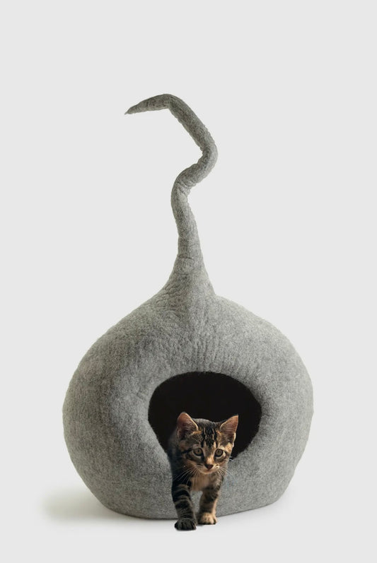 Einzigartiges Katzenhöhlenbett - 100% Wolle, handgefertigt | klein