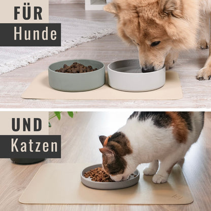 Futternapf-Unterlage aus veganem Leder - Hund & Katze | Taupe