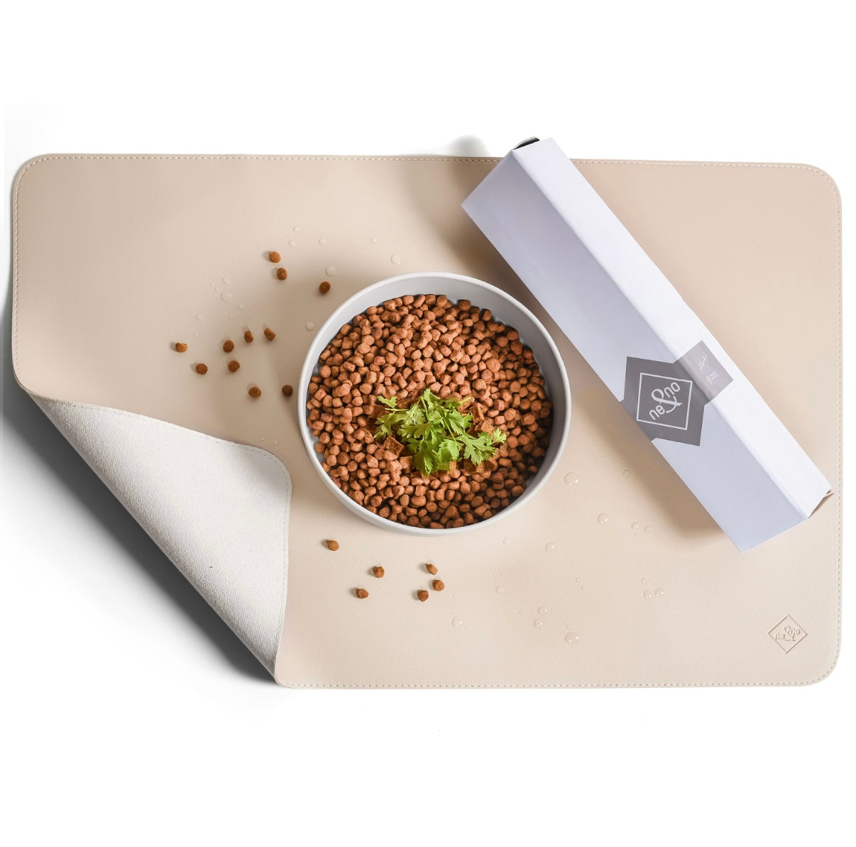 Futternapf-Unterlage aus veganem Leder - Hund & Katze | Taupe
