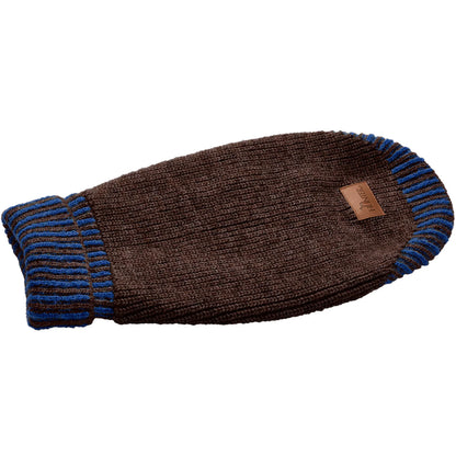 Hundepullover Odense mit Mütze Set braun/blau