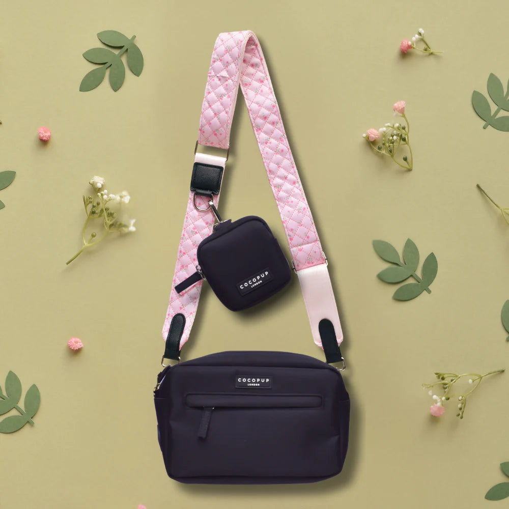 Taschengurt gestepptes Ditsy Floral Pink