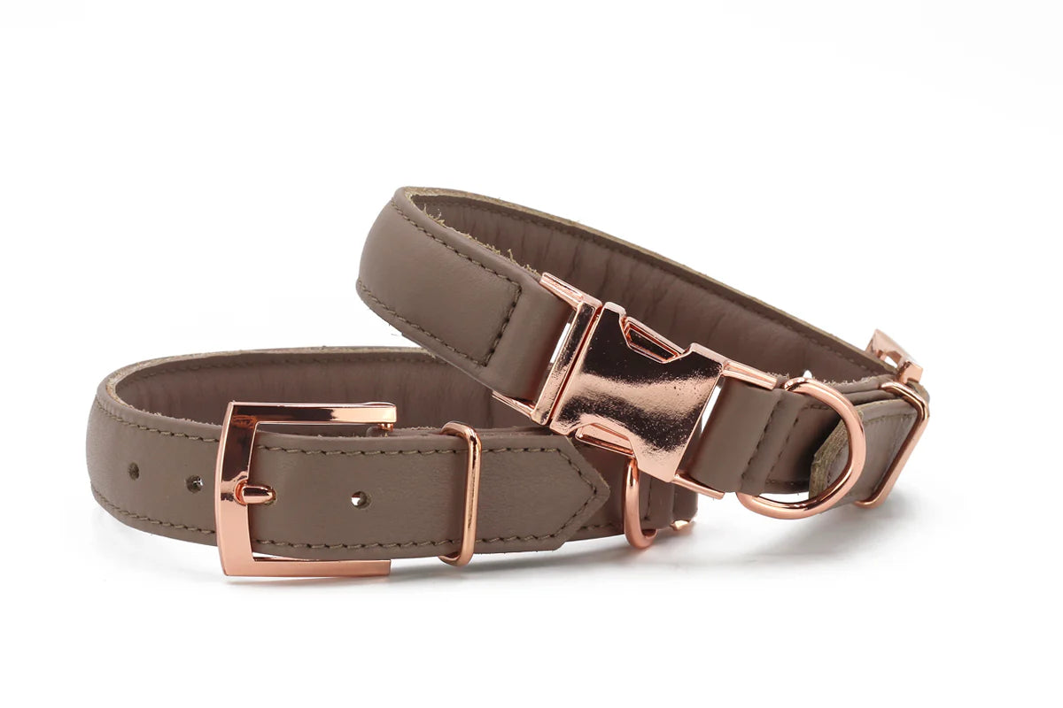 Halsband mit Klickverschluss Taupe Rose
