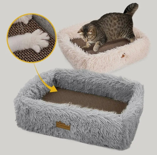 2 in 1 Katzenbett zum kratzen beige