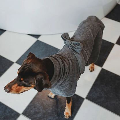 Hunde-Bademantel Riga grau