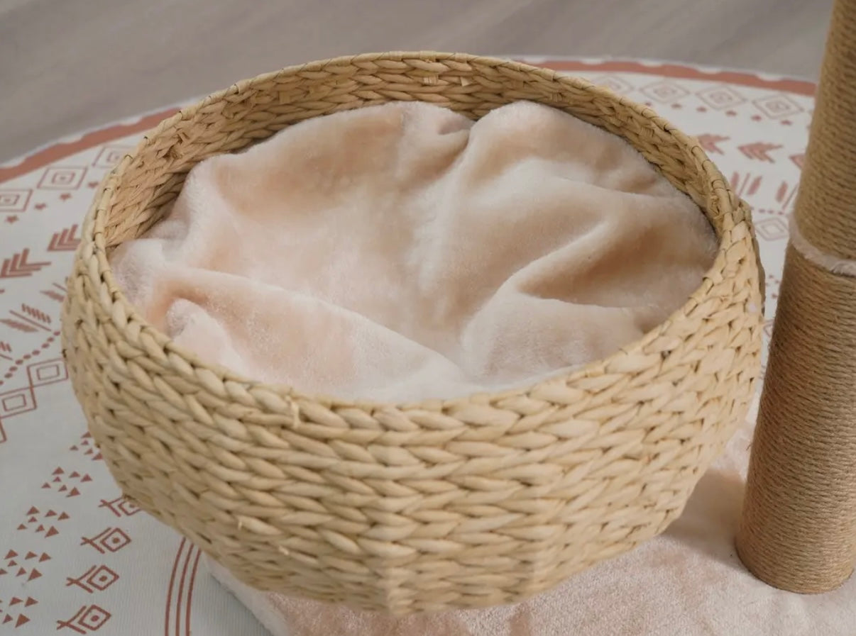 Cozy V2 Kratzbaum, natürlicher ästhetischer, handgewebter, mittelgroßer Katzenbaum