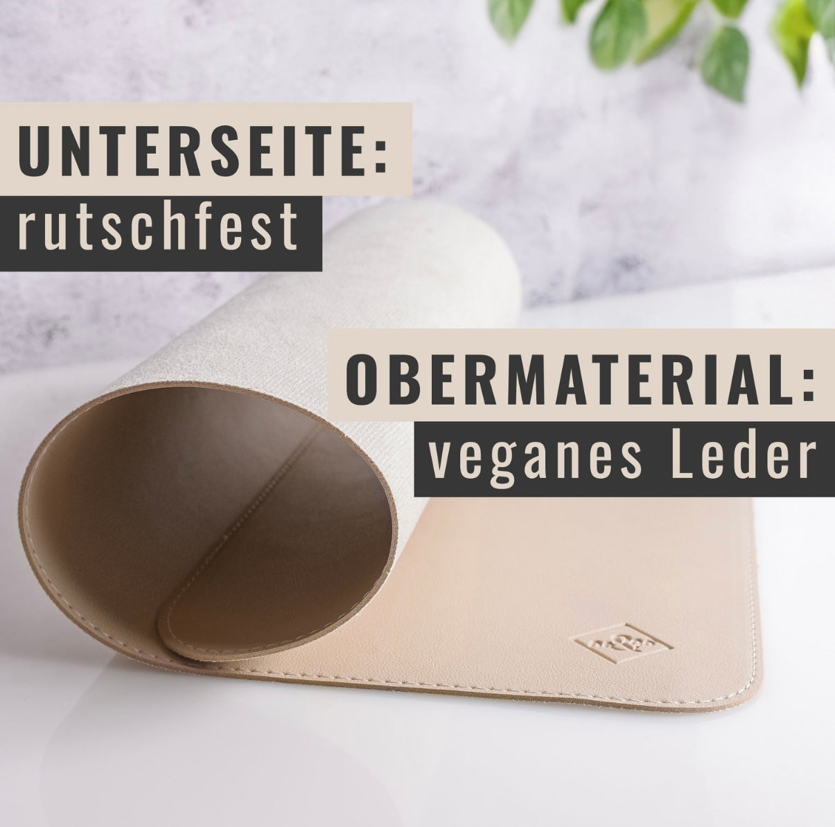 Futternapf-Unterlage aus veganem Leder - Hund & Katze | Taupe