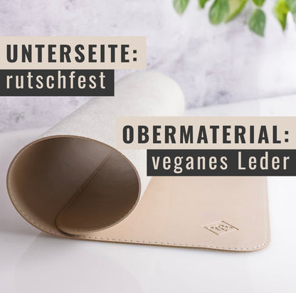 Futternapf-Unterlage aus veganem Leder - Hund & Katze | Taupe