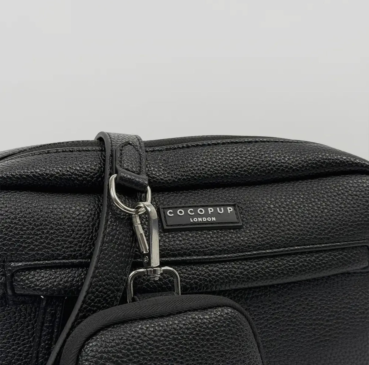 Leder Hundespaziergangtasche Set- Schwarz