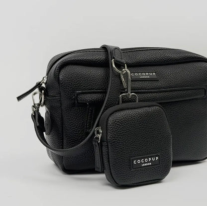 Leder Hundespaziergangtasche Set- Schwarz