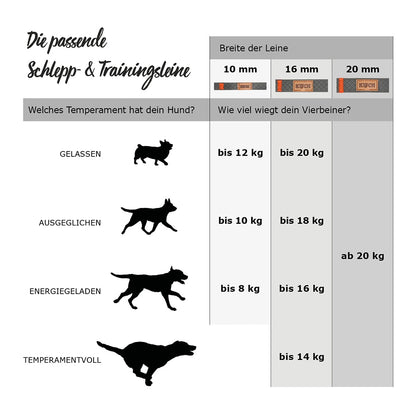Schleppleine wasserfest schwarz mit Handschlaufe, PVC