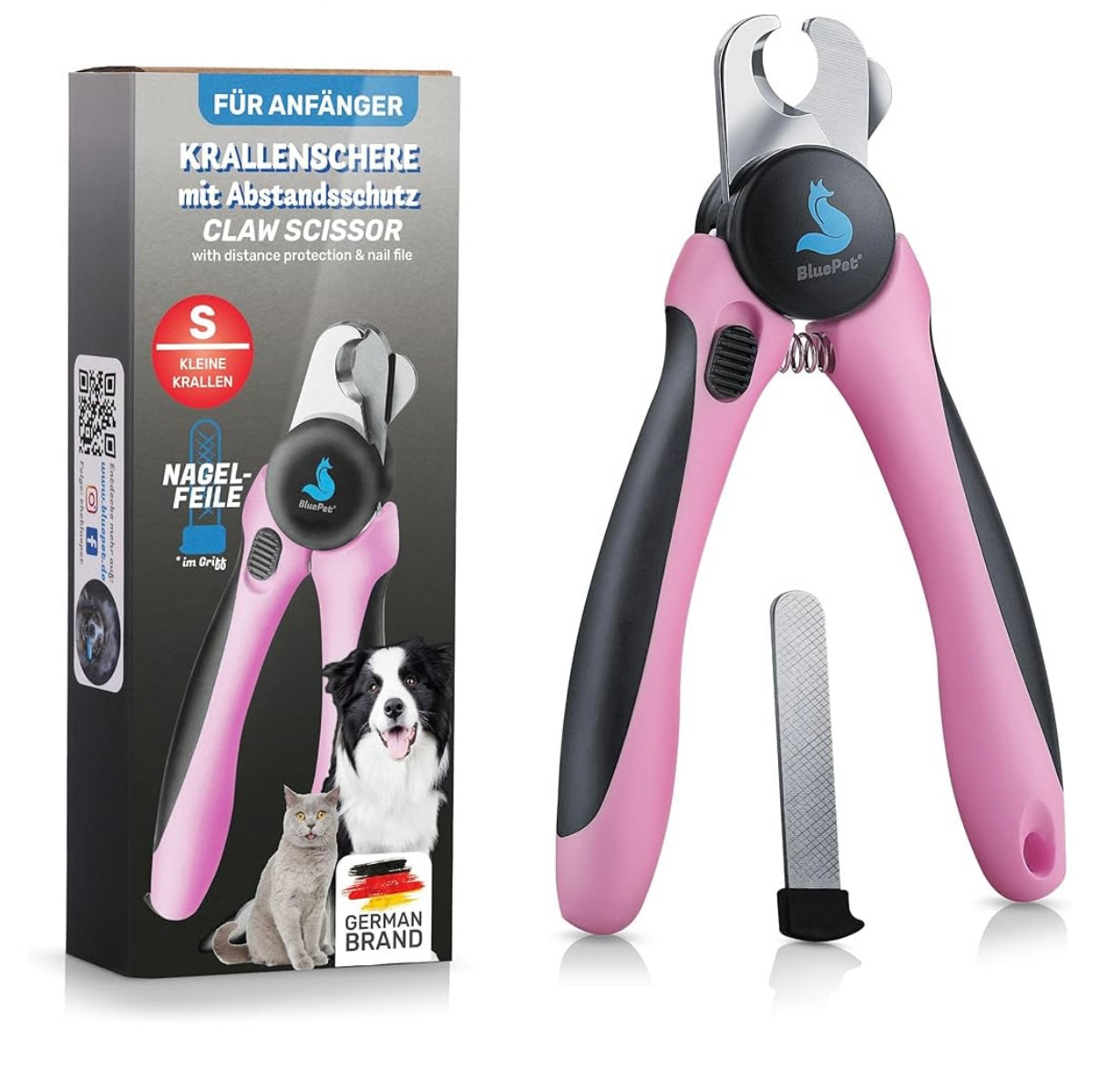 Krallenschere mit Schutz rosa