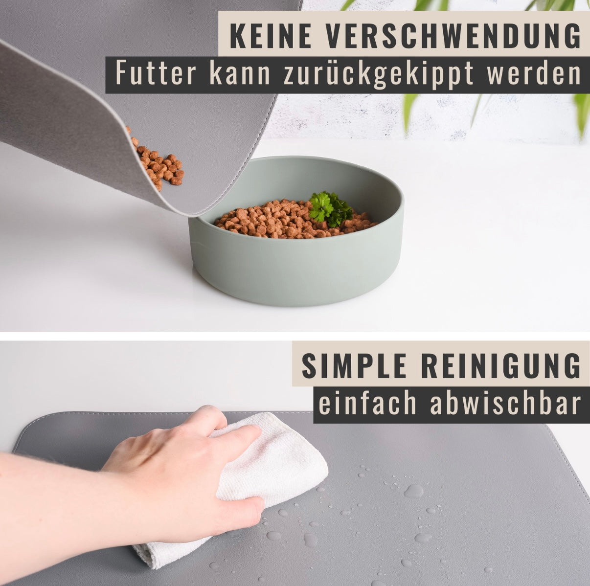 Futternapf-Unterlage aus veganem Leder - Hund & Katze | Grey