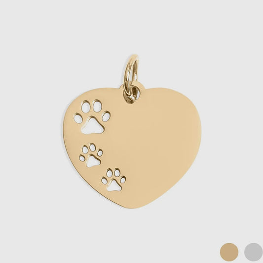 Anhänger in Herzform mit offenem Pfotenabdruck 18K