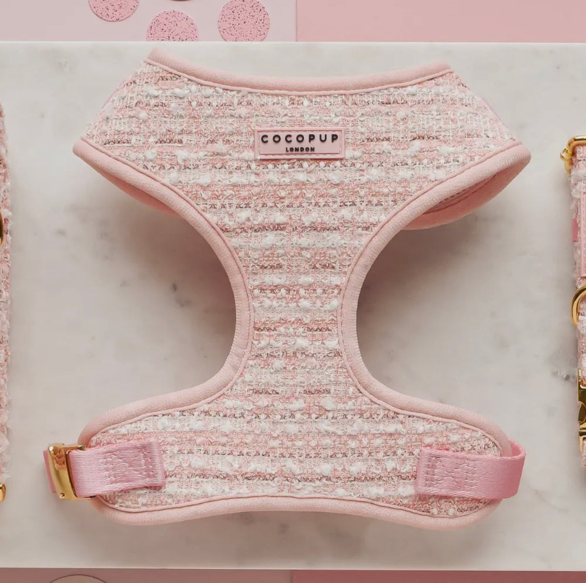 Cocopup Geschirr-Rosa strukturierter Tweed