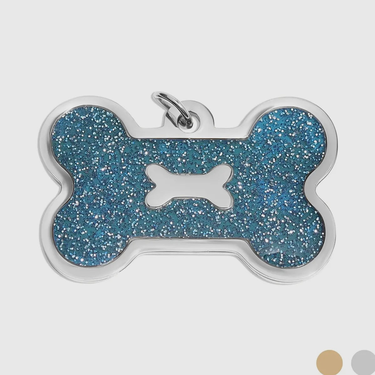 Hundeknochenanhänger aus Edelstahl, 18K Gold / glitzerndem Epoxidharz