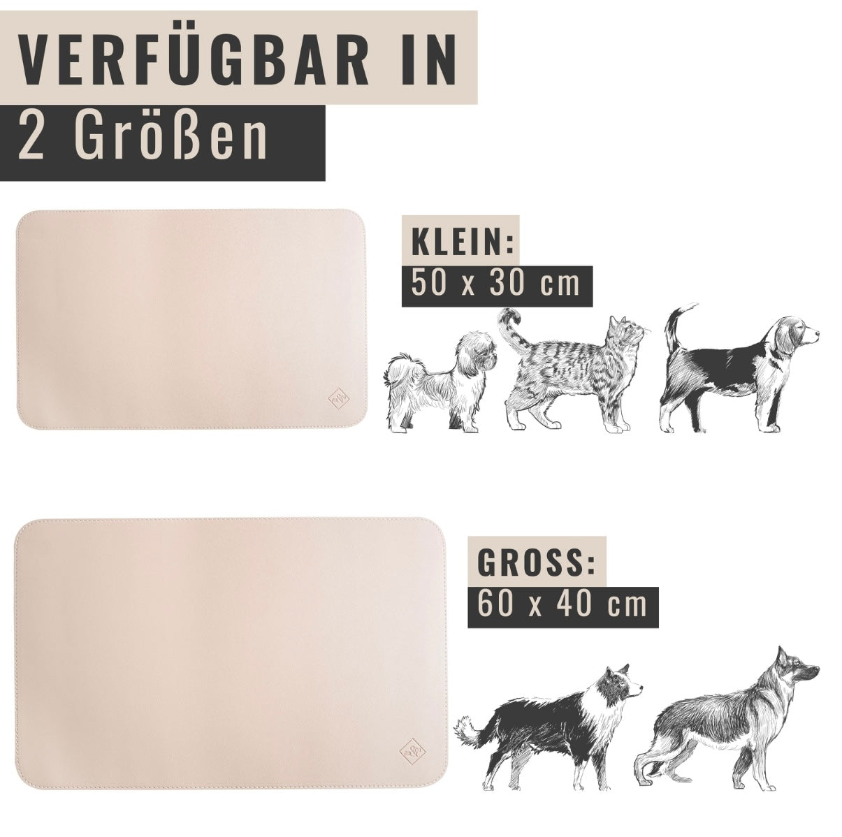 Futternapf-Unterlage aus veganem Leder - Hund & Katze | Taupe