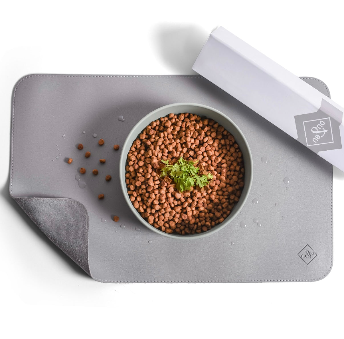 Futternapf-Unterlage aus veganem Leder - Hund & Katze | Grey