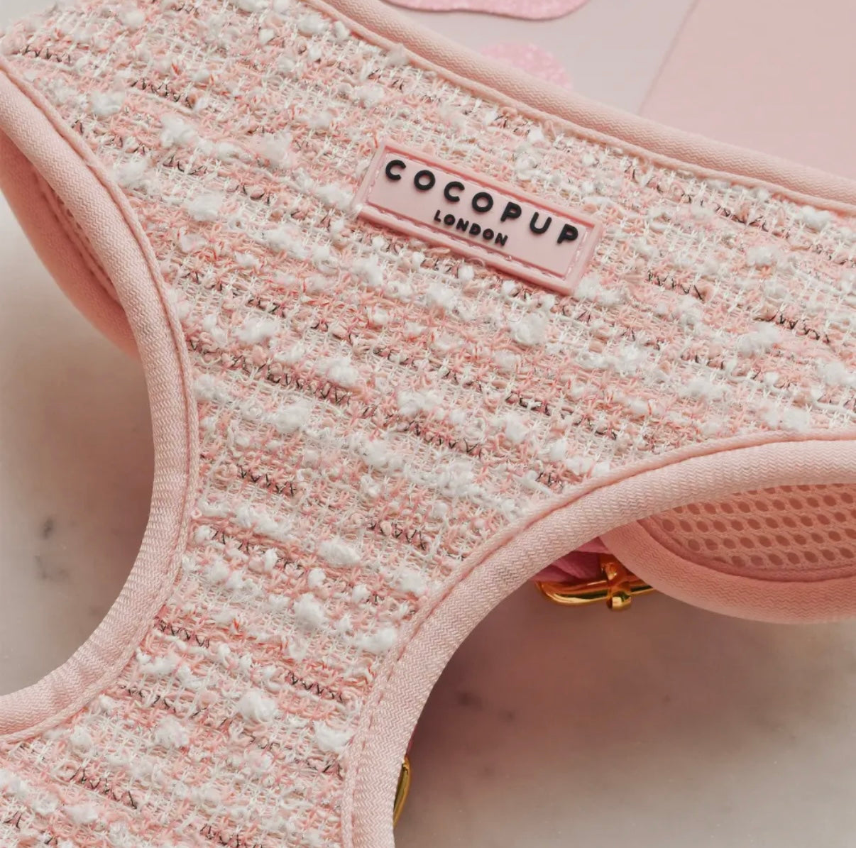 Cocopup Geschirr-Rosa strukturierter Tweed