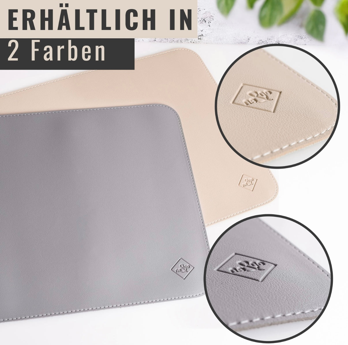 Futternapf-Unterlage aus veganem Leder - Hund & Katze | Taupe