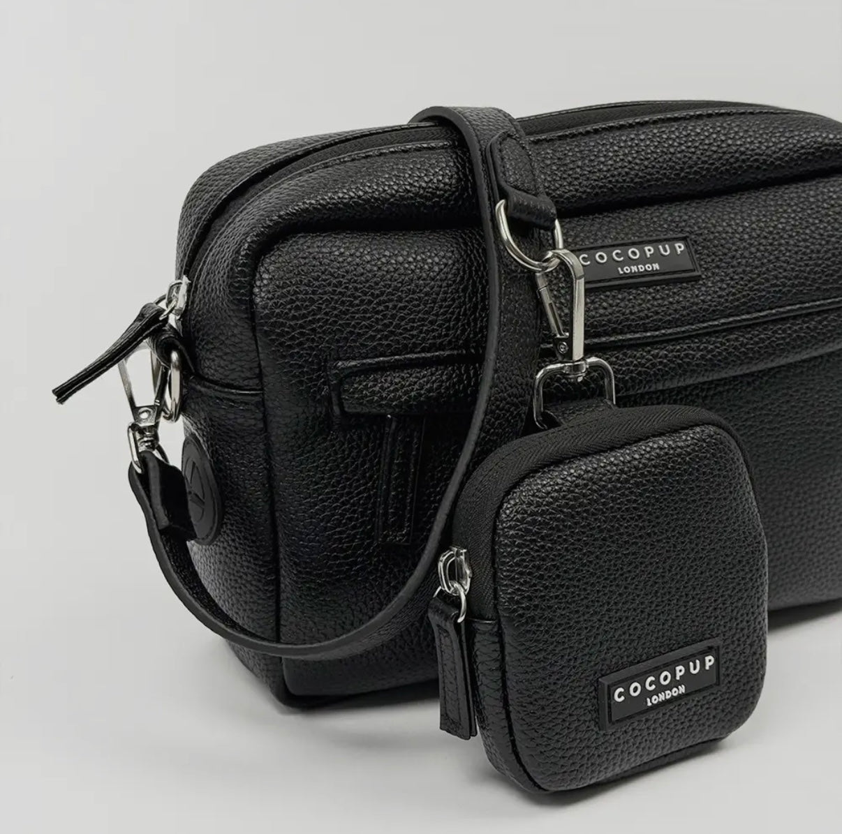 Leder Hundespaziergangtasche Set- Schwarz