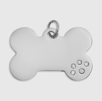 Hundeknochenanhänger aus Edelstahl, 18K Gold / Zirkonia Steinen