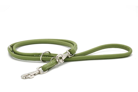 Lederleine rundgenäht 2m Silber - Limette