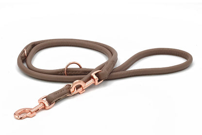 Lederleine rundgenäht Taupe Rose