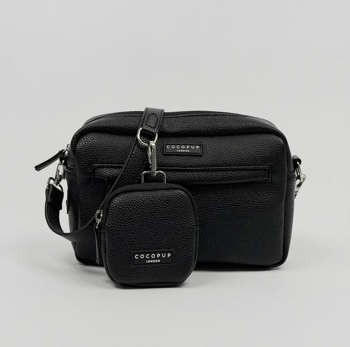 Leder Hundespaziergangtasche Set- Schwarz