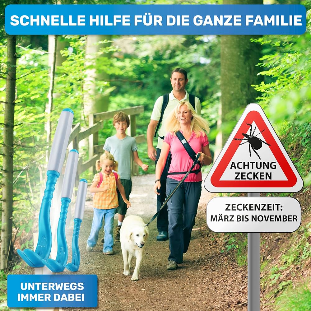 3 x Zeckenhaken, Zeckenentferner blau