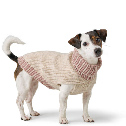 Hundepullover Odense mit Mütze Set creme/rosa