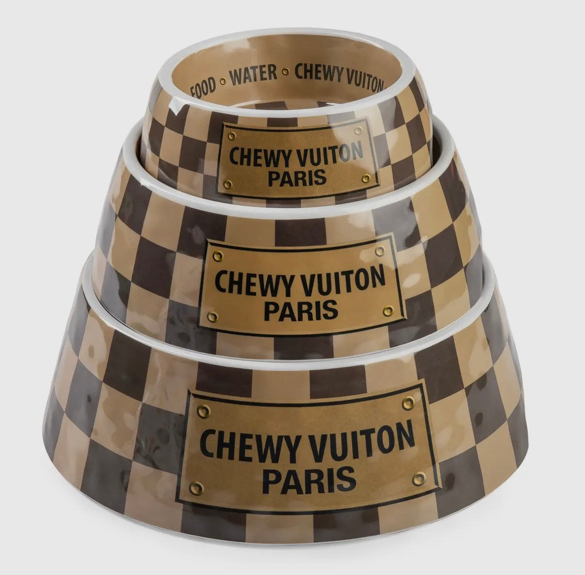 Chewy Vuiton Hundenapf checker